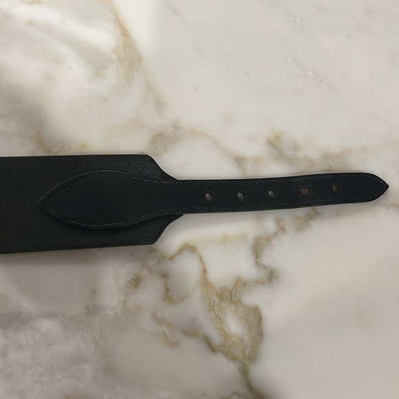 Maison Boinet Black Leather Belt 70/28mm single loop gold enclosure - Picture 7 of 7